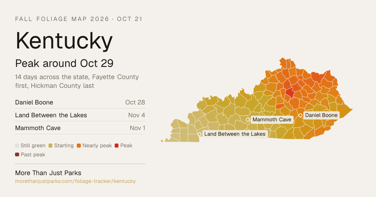 Kentucky Fall Foliage Map 2026: Peak Oct 25 to Nov 3 | More Than Just Parks