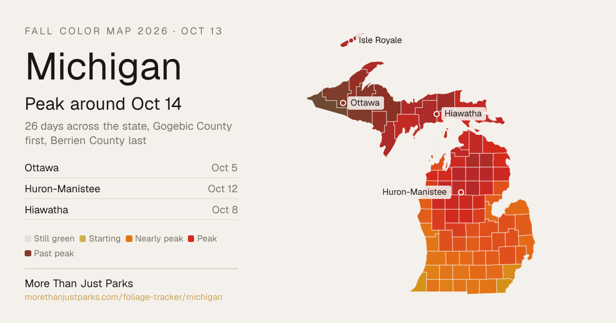 Michigan Fall Color Map 2026: Peak Oct 9 to Oct 18 | More Than Just Parks