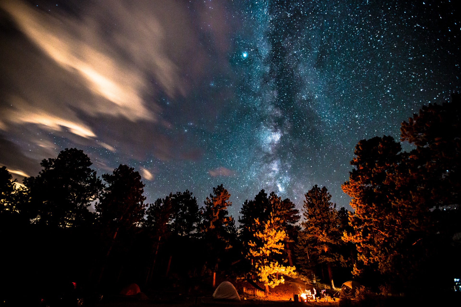 Campfire under the Milky Way, Rocky Mountain National Park, Colorado