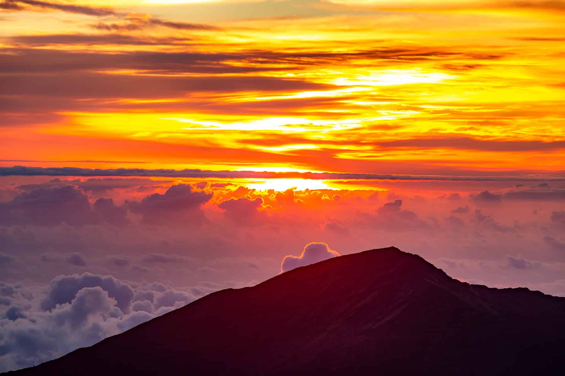 sunset from haleakalā maui, hawaii