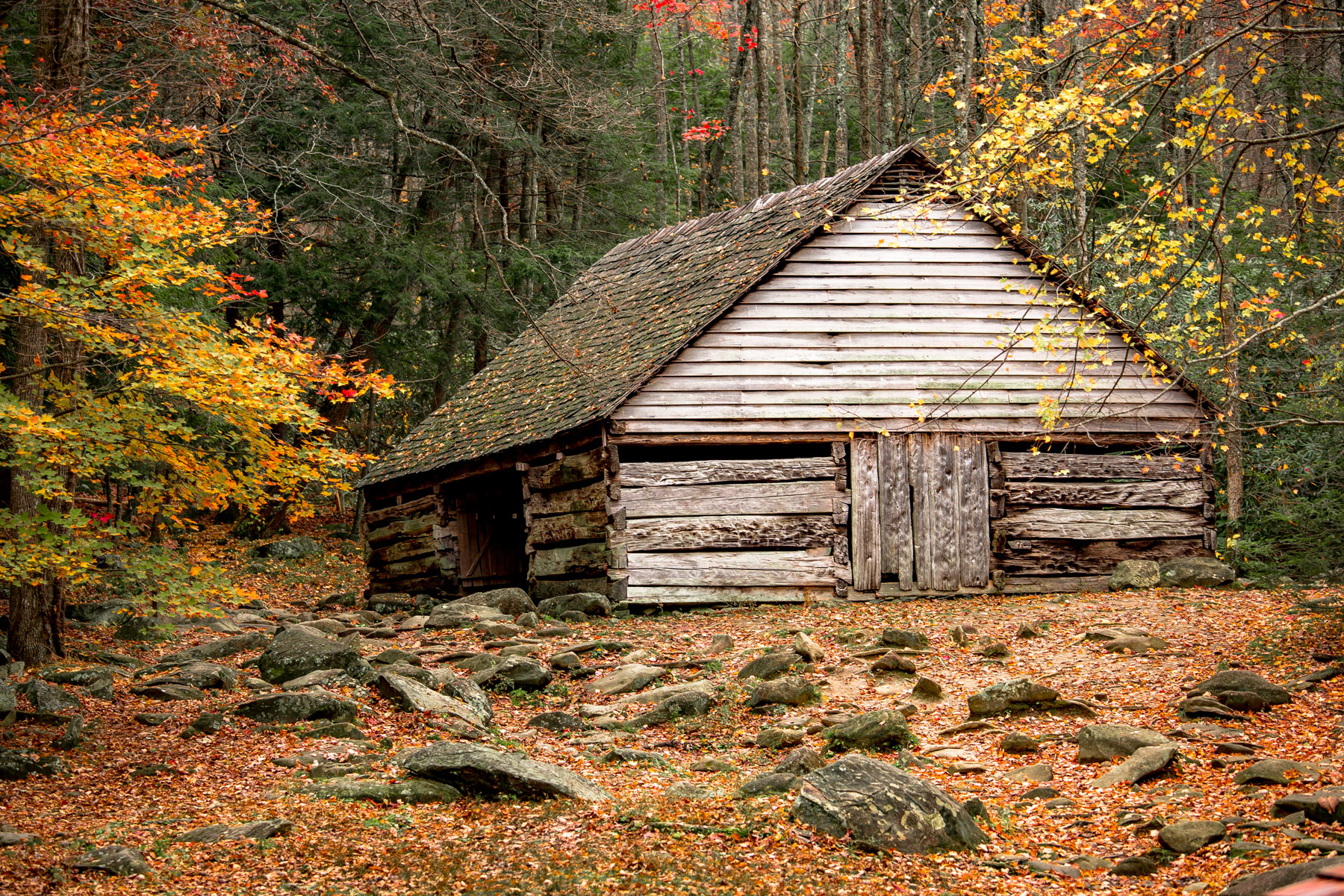 A cabin in fall - Tennessee National Parks