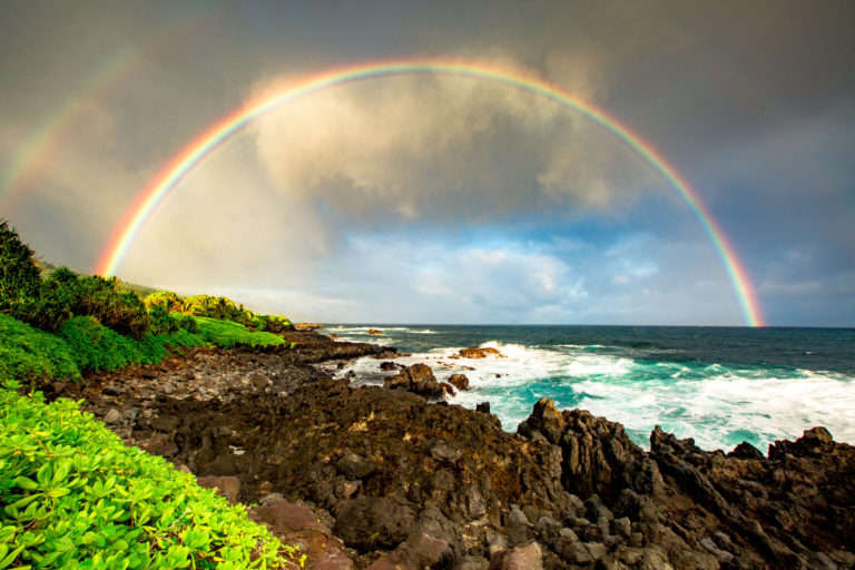 haleakala national park rainbow maui, hawaii