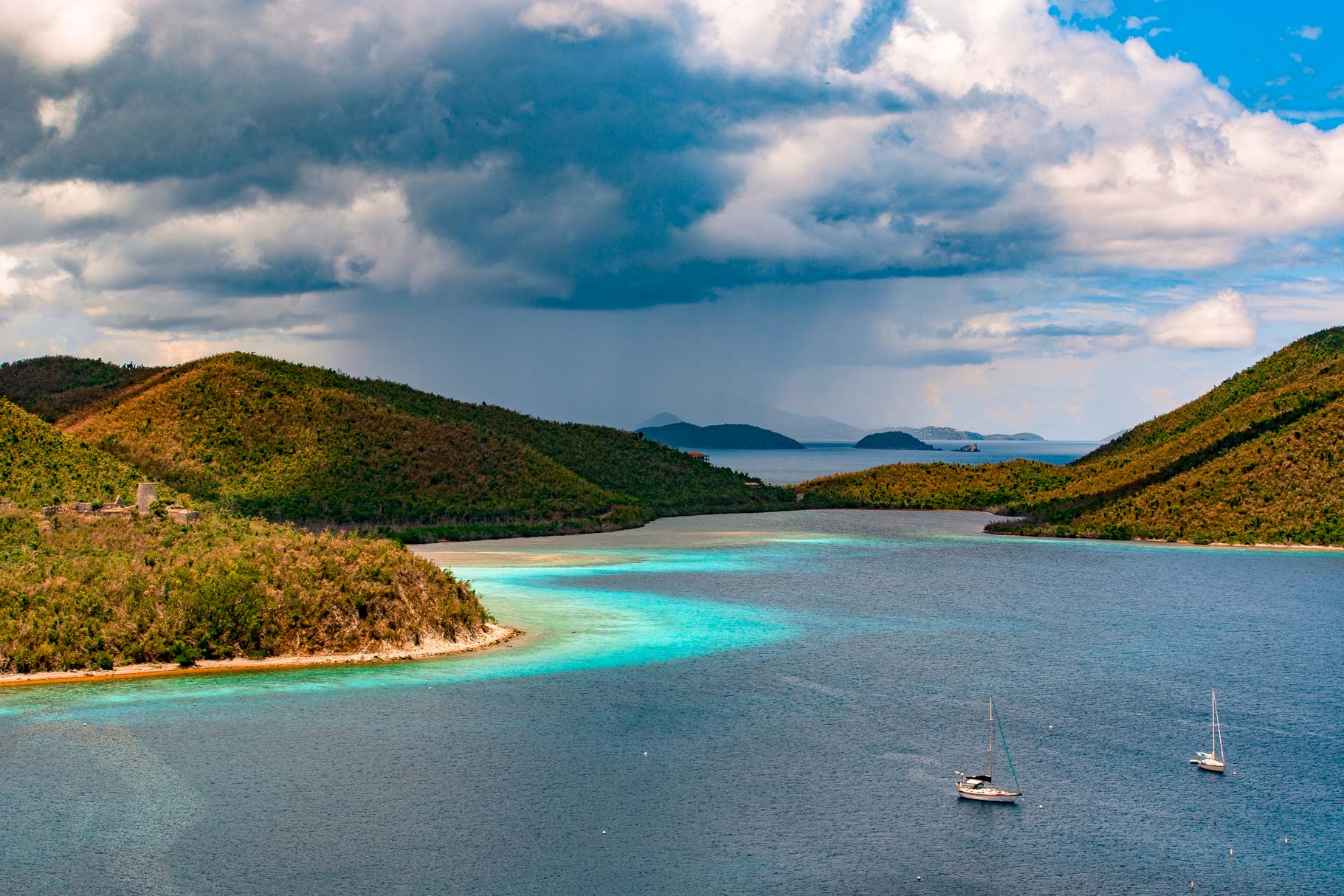 Weather and clouds over Virgin Islands National Park bays