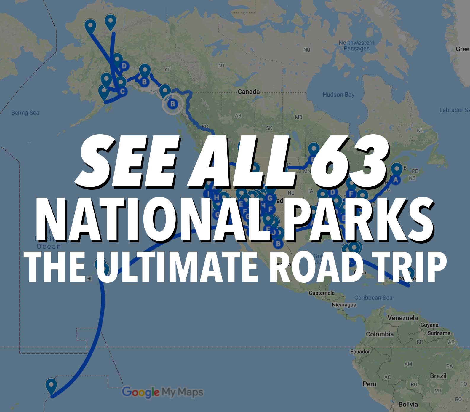 all 63 national parks road trip map