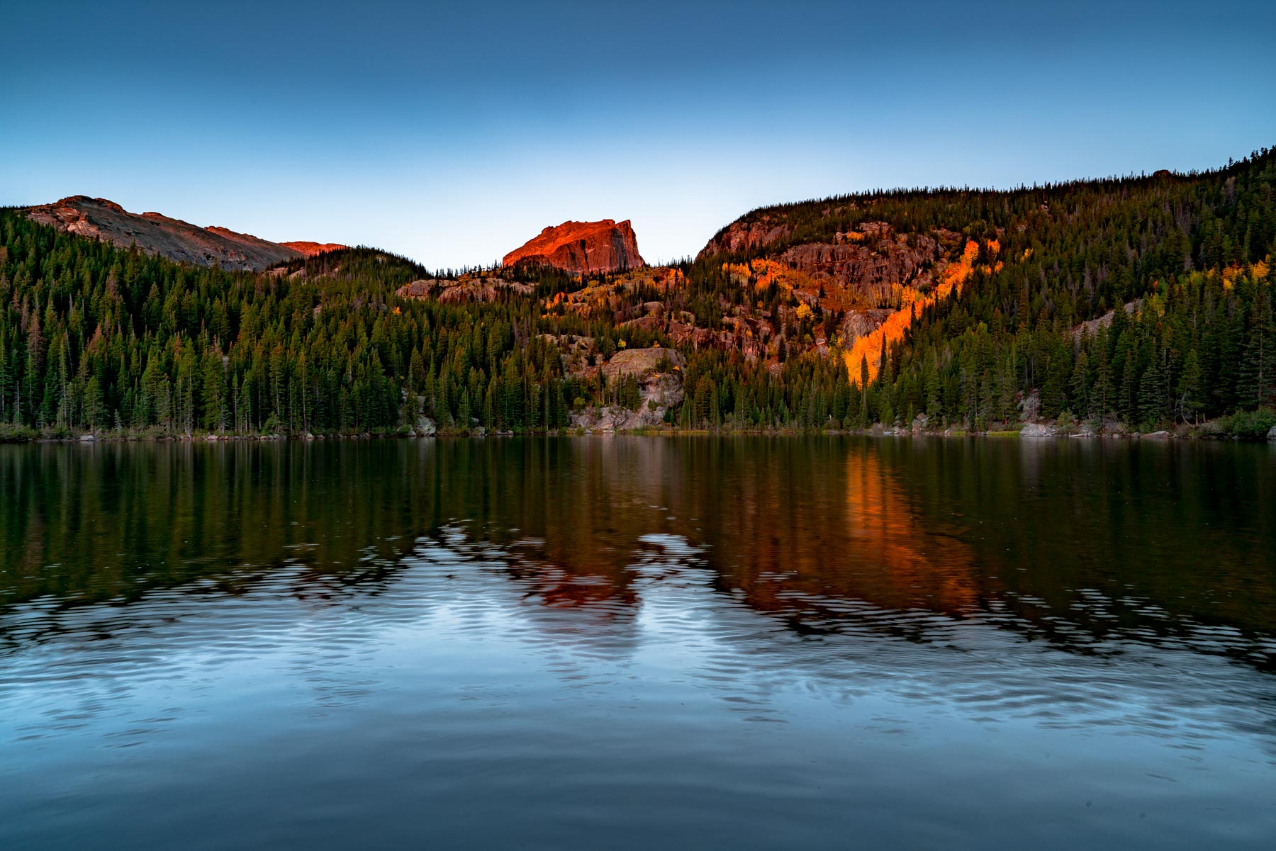 bear lake sunrise rocky mountain national park colorado