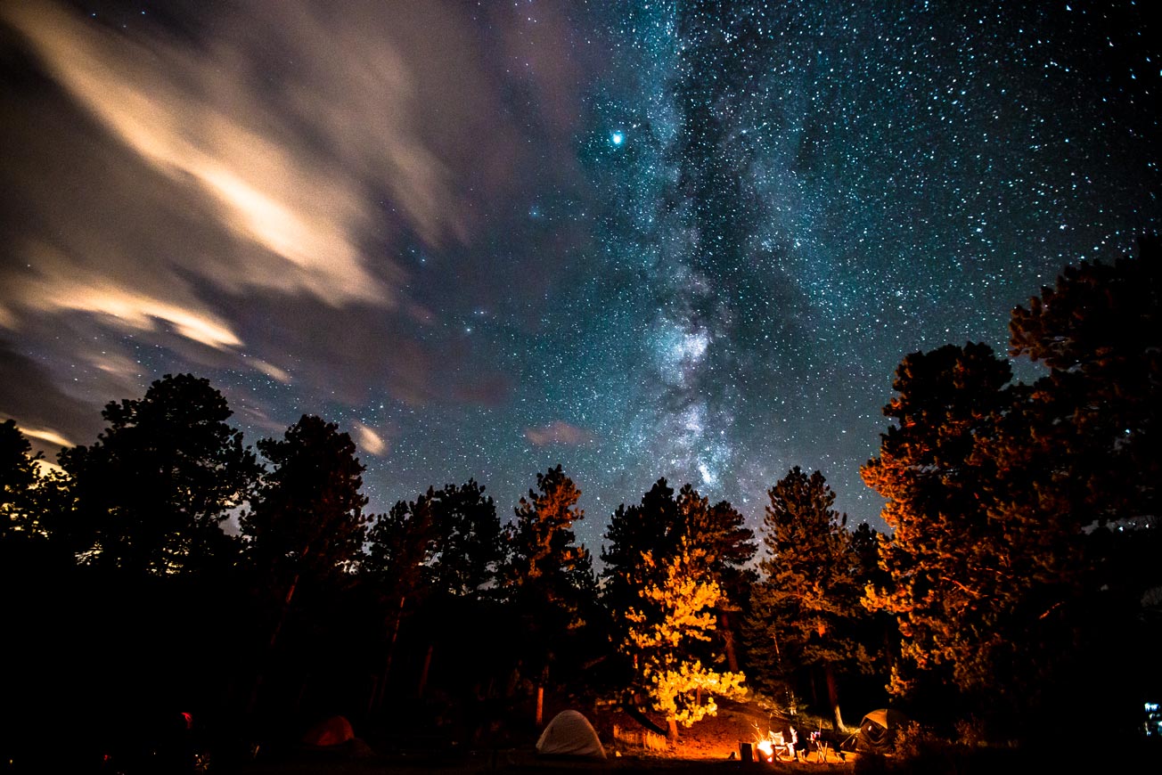 moraine park campground night skyrocky mountain national park colorado