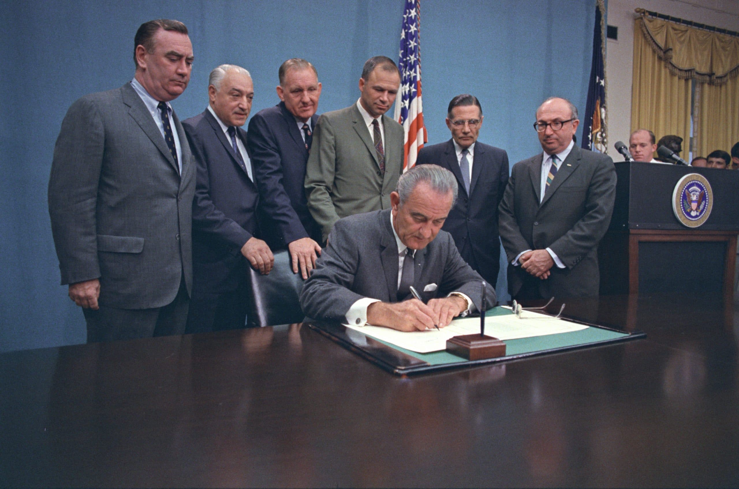 President Lyndon B. Johnson signed the historic Wilderness Act, which protected large areas of Sequoia and Kings Canyon as well as many other places