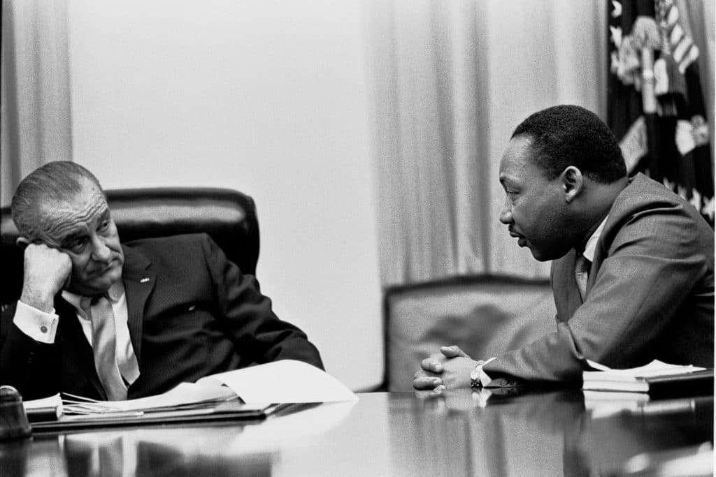President Lyndon Johnson with Martin Luther King, Jr.