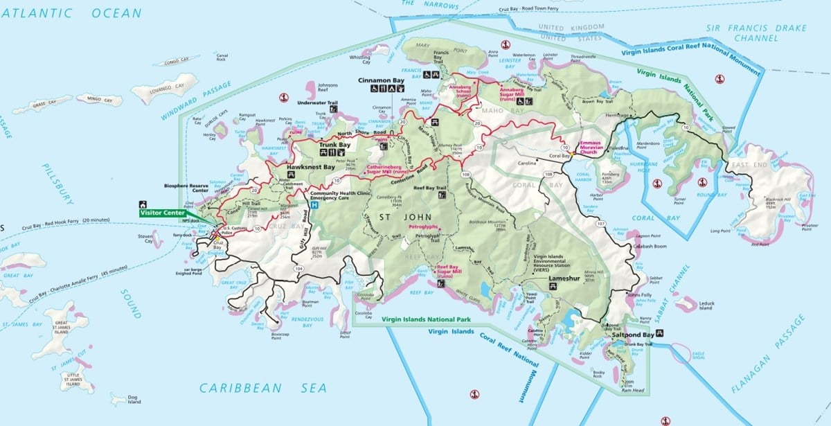 virgin islands national park map
