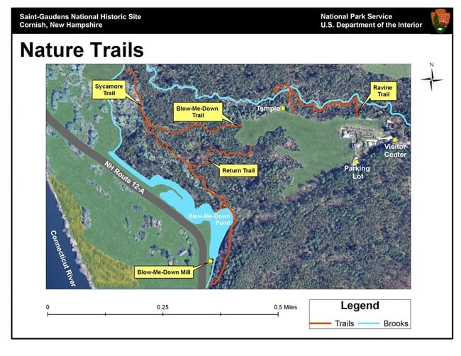 Map of the nature trails at Saint-Gaudens National Historic Site