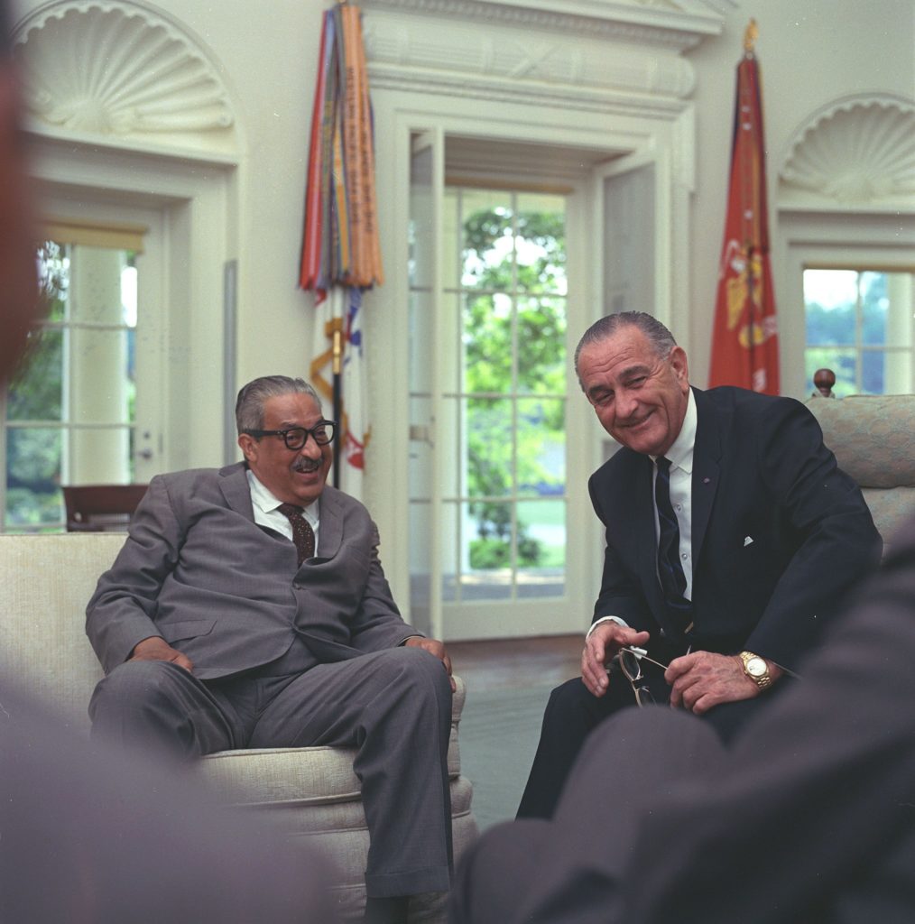 Thurgood Marshall with President Lyndon Johnson | Kansas National Parks