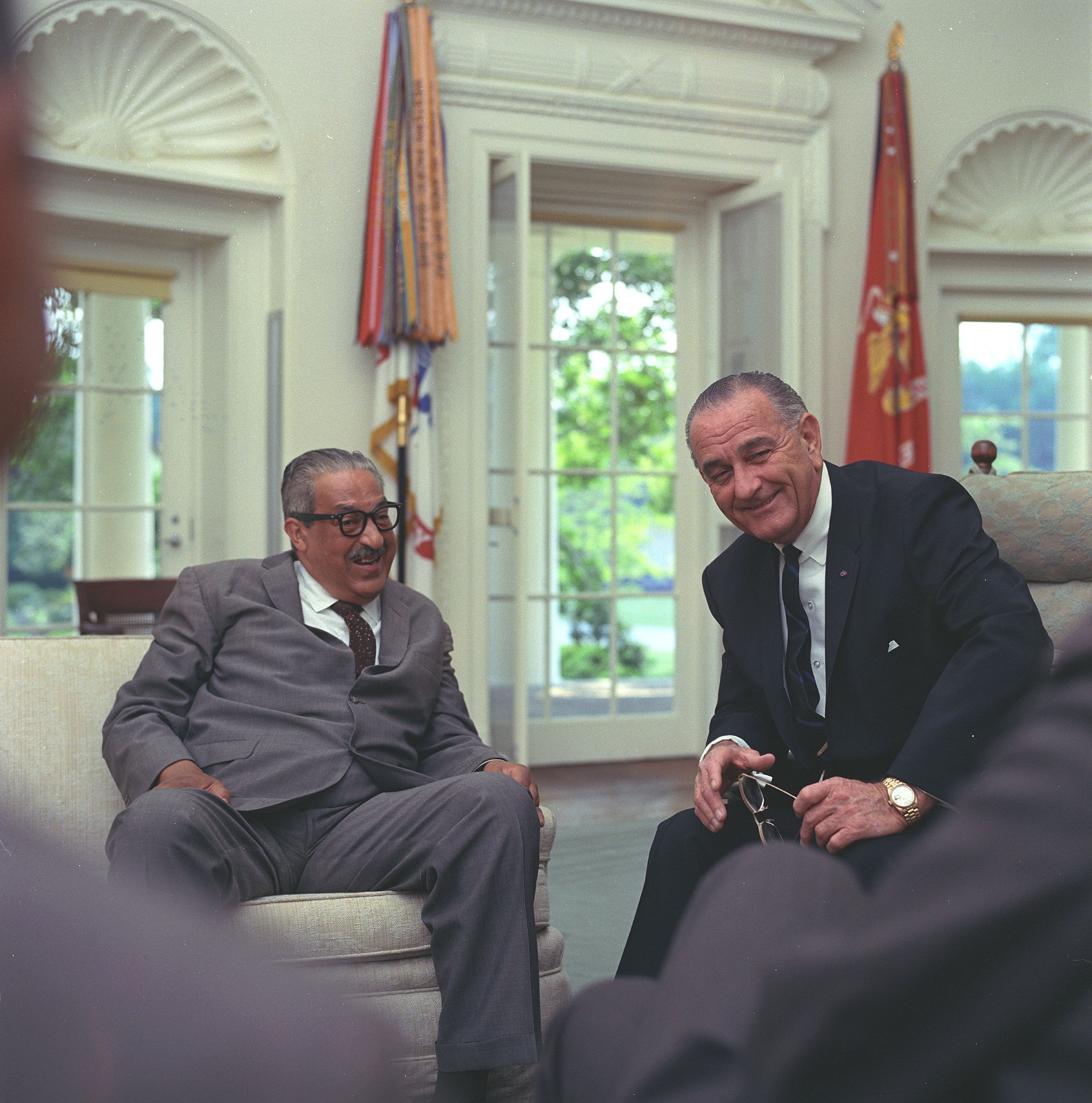 Thurgood Marshall with President Lyndon Johnson | Historic Sites In Kansas