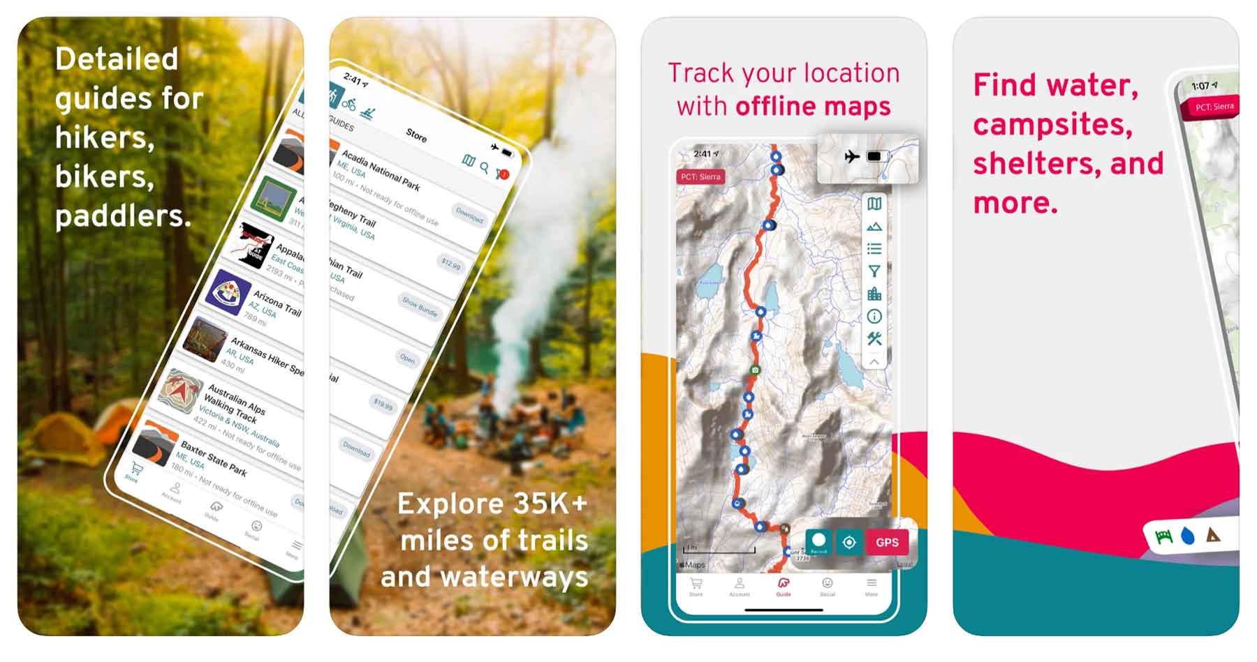 far out hiking app guthook guides