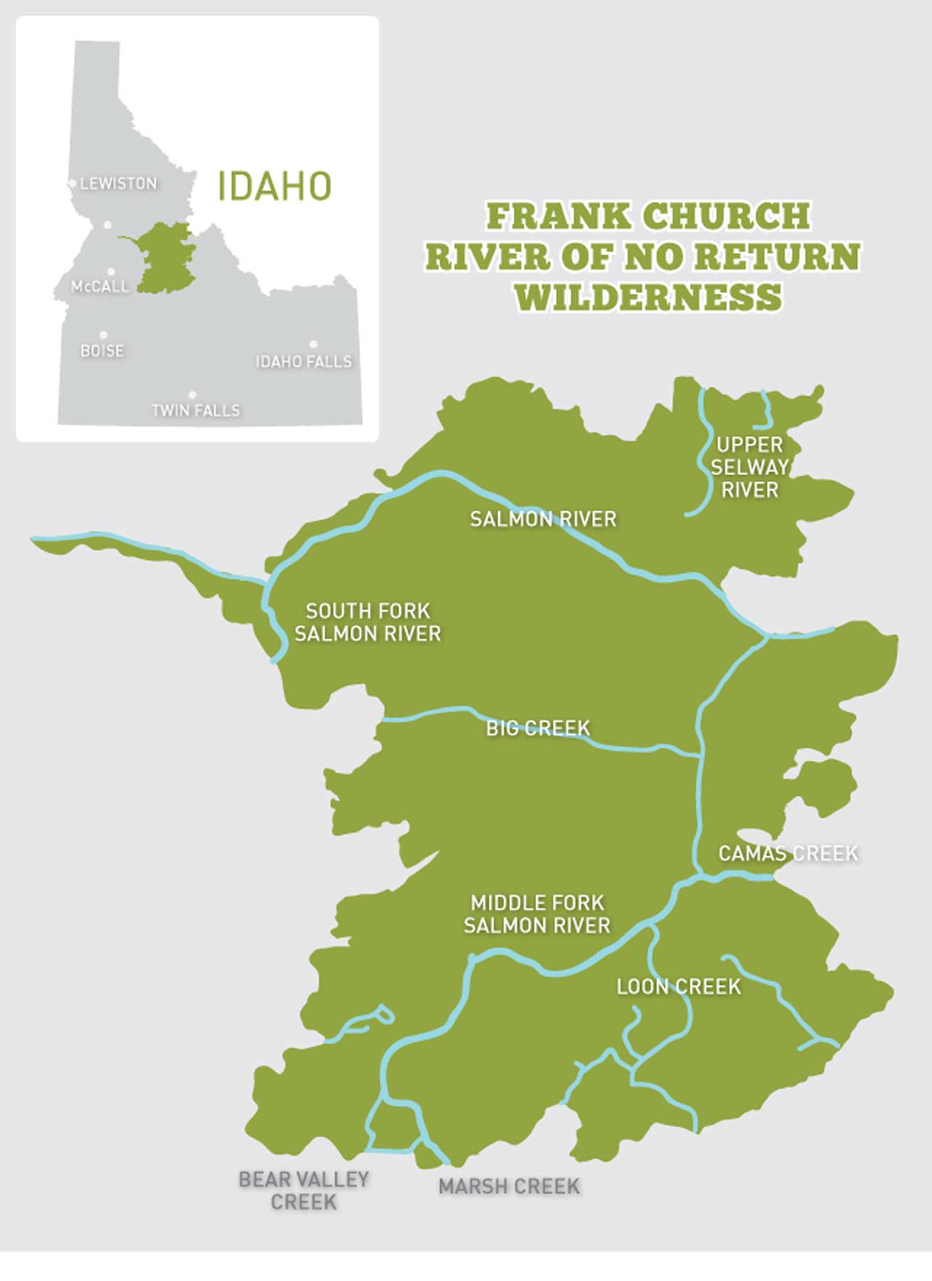 frank church river of no return wilderness map