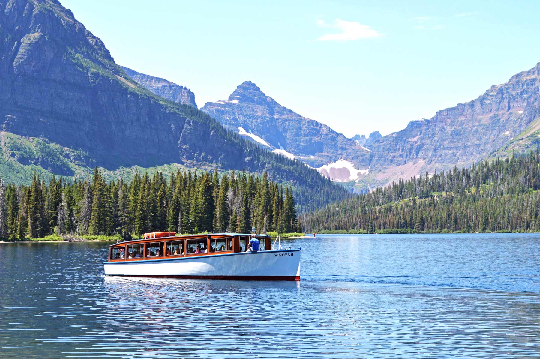 boat tour two medicine lake, glacier national park