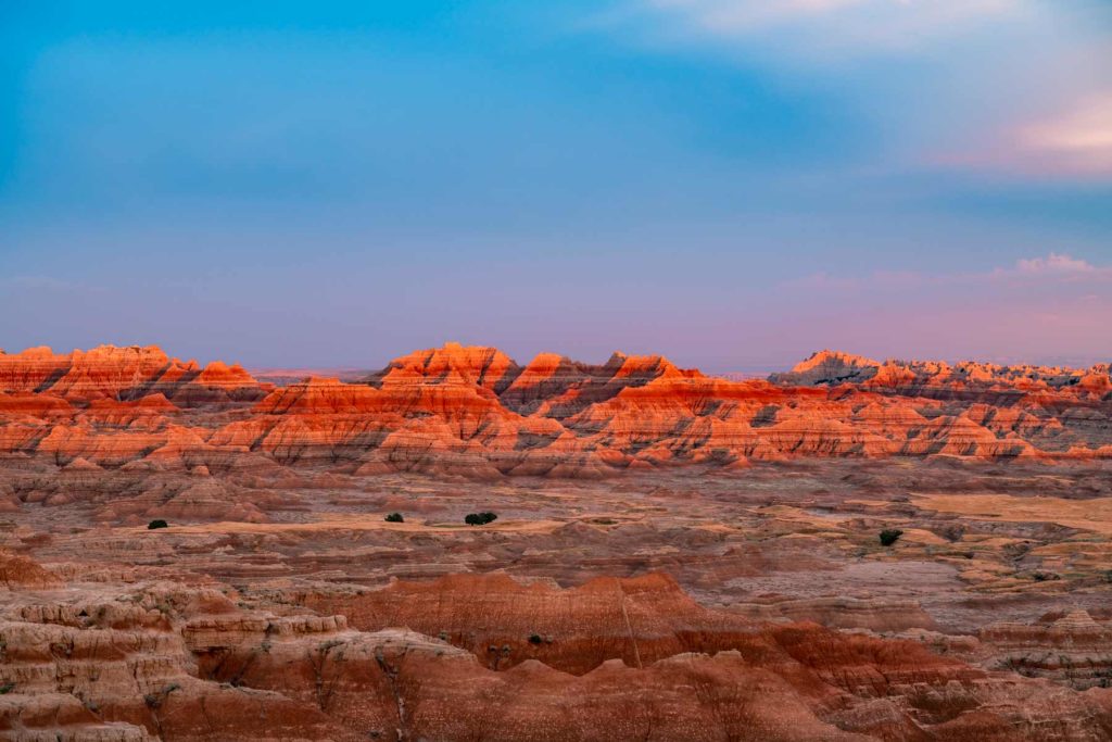 Sunset over the Badlands wall.