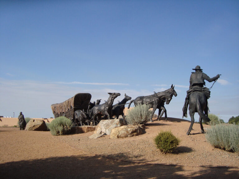 Santa Fe Trail sculpture at historic site