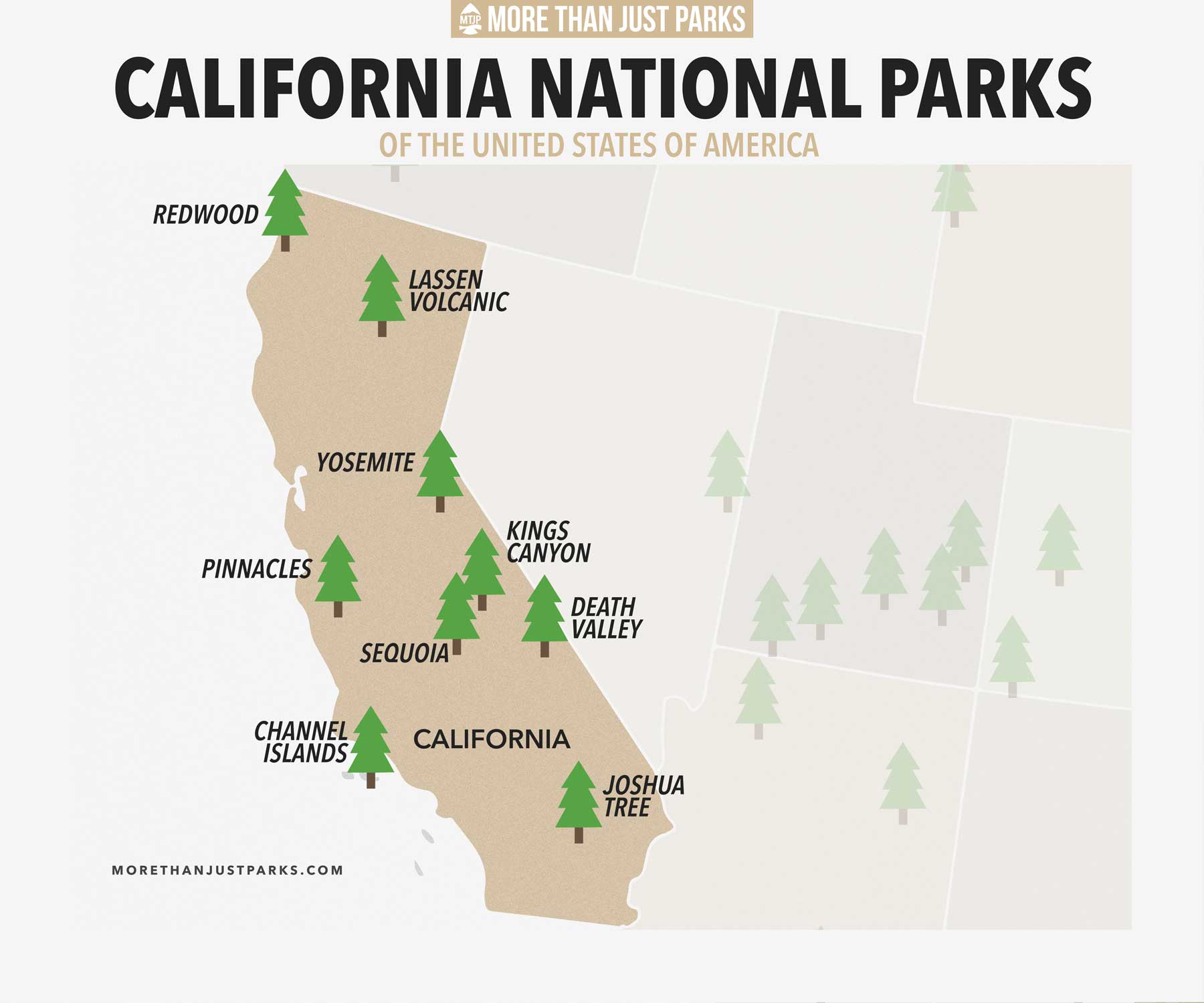 california national parks map, map of california national parks