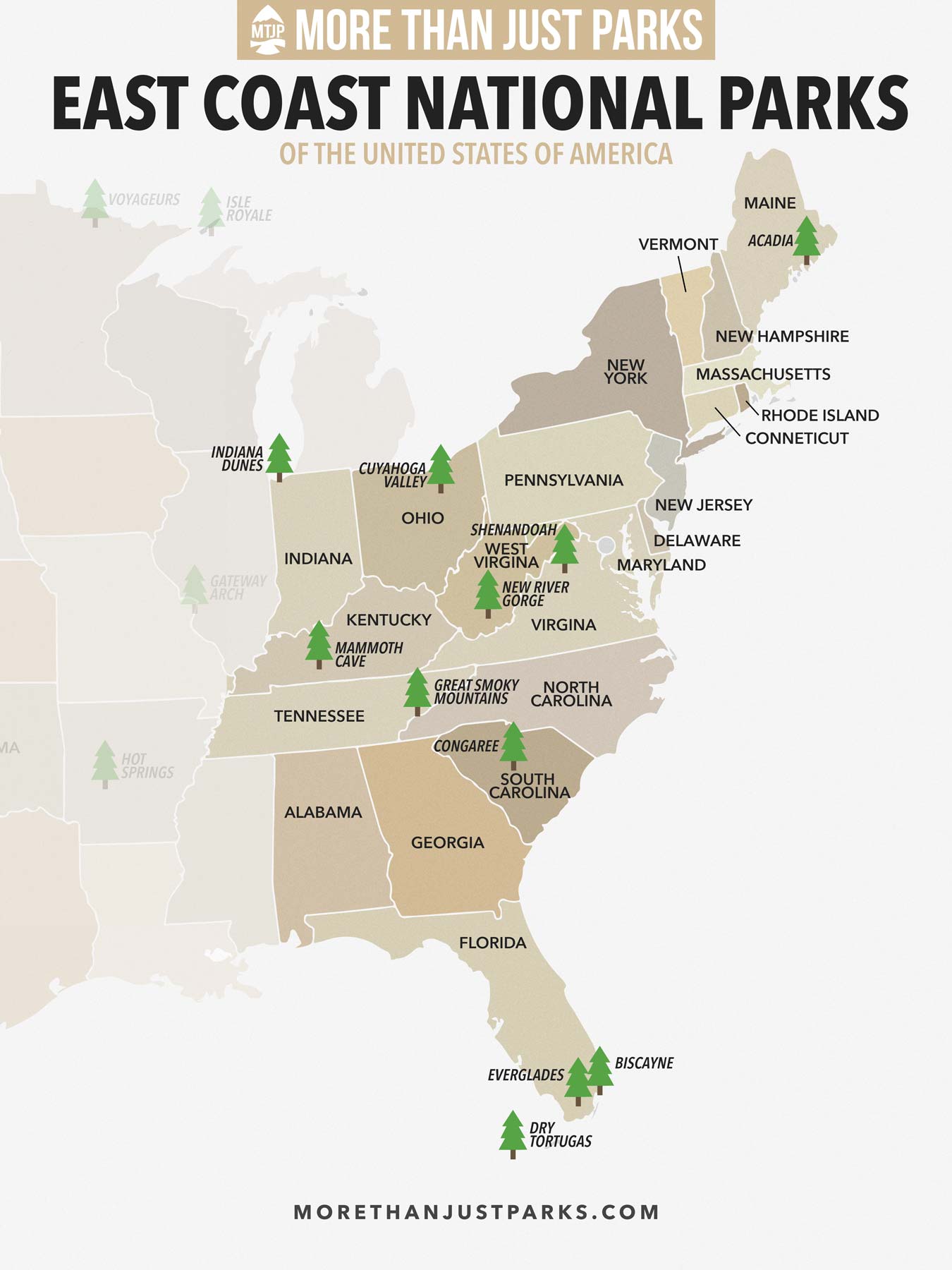 east coast national parks map