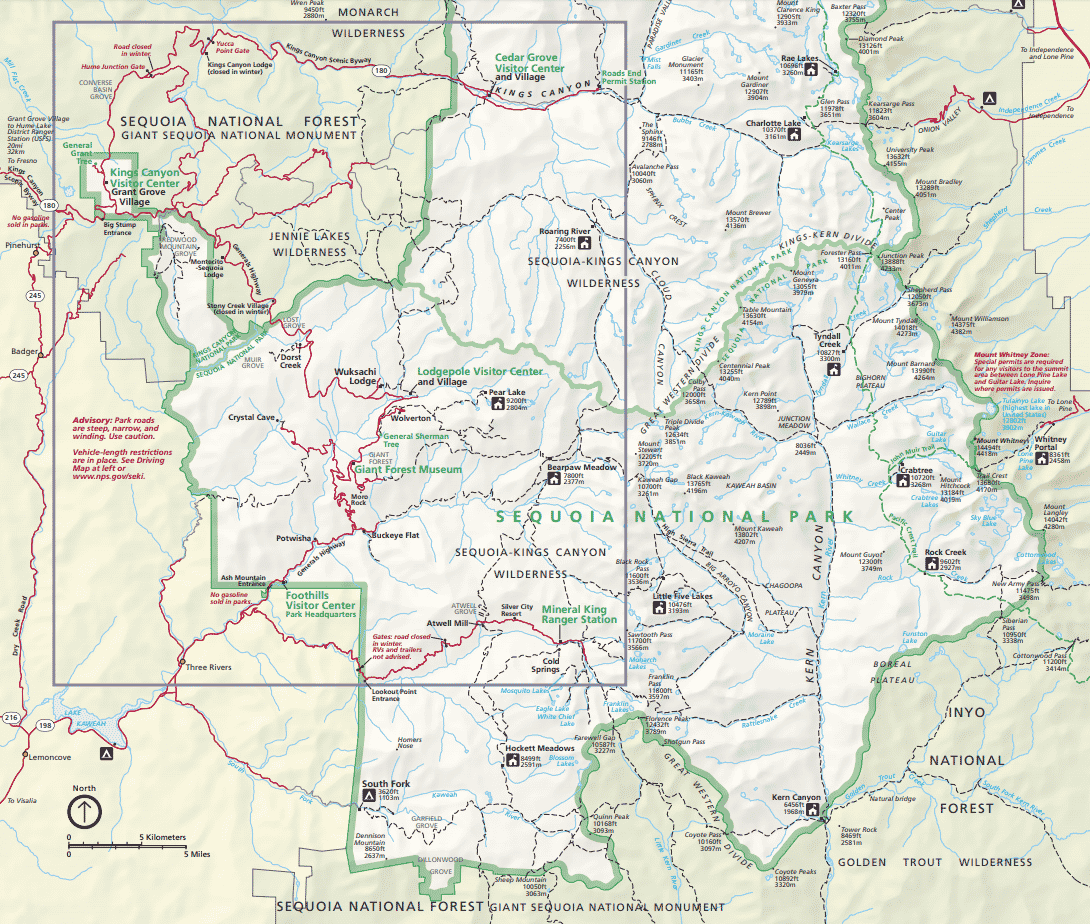 Sequoia National Park Map
