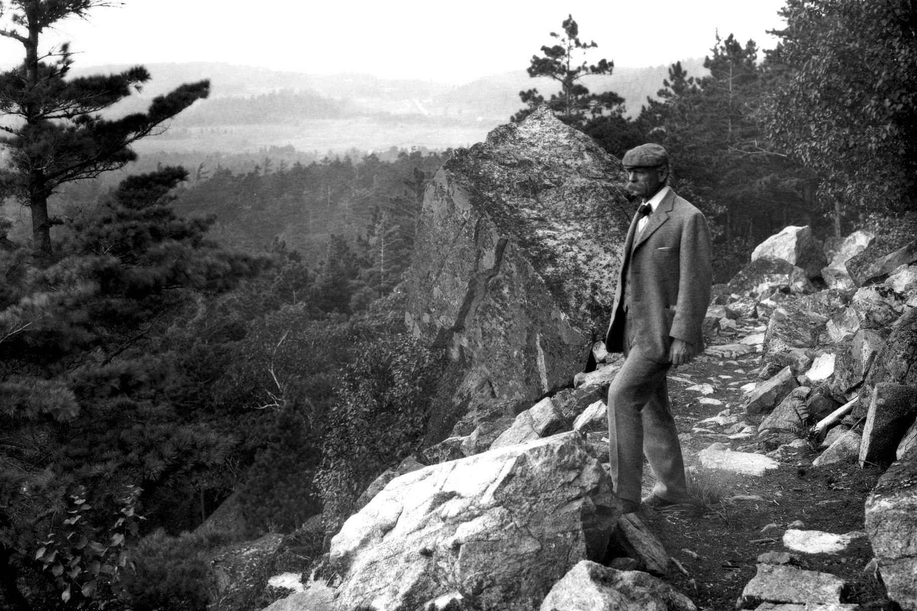 George Dorr at an overlook at Acadia National Park | Acadia National Park Facts