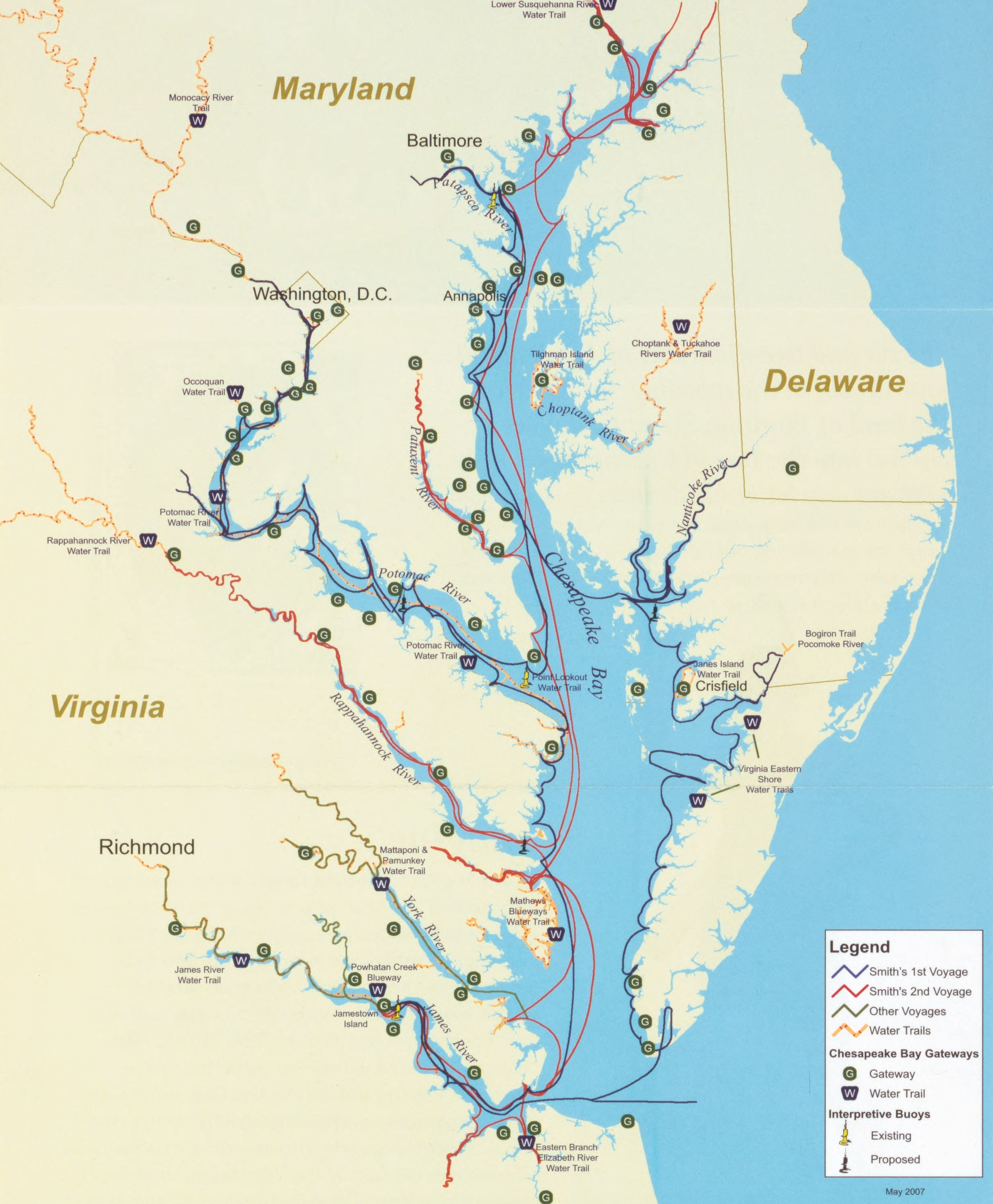 Tourist map of Chesapeake Bay region