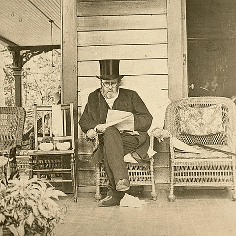 Last photograph taken of president Ulysses S. Grant on his summer home porch. Just four days before his death. 