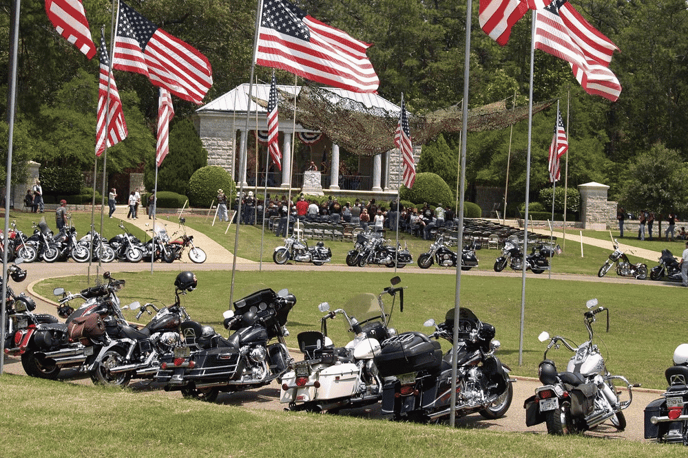 Motorcycles near the Cemetery Roastrum at Andersonville National Historic Site | Civil War Sites
