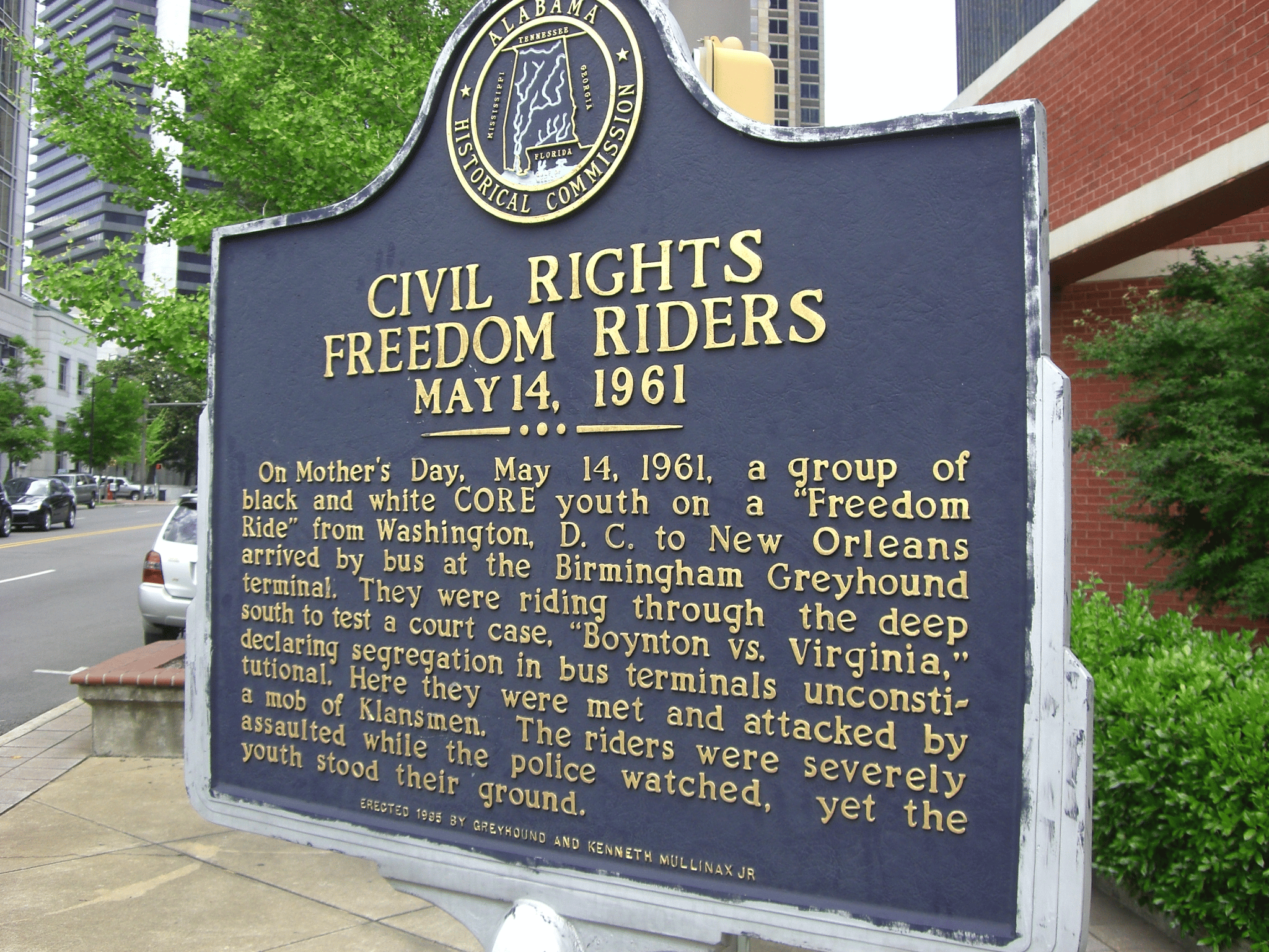 Plaque commemorating the Freedom Riders