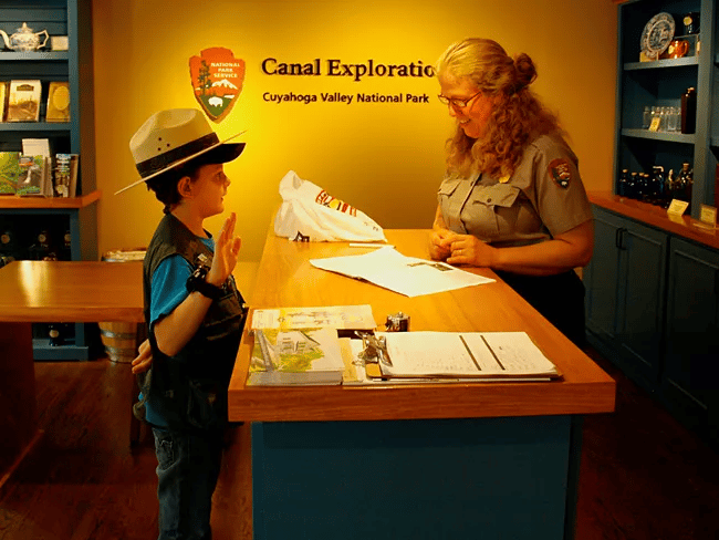 A Junior Ranger takes the oath at Cuyahoga Valley National Park