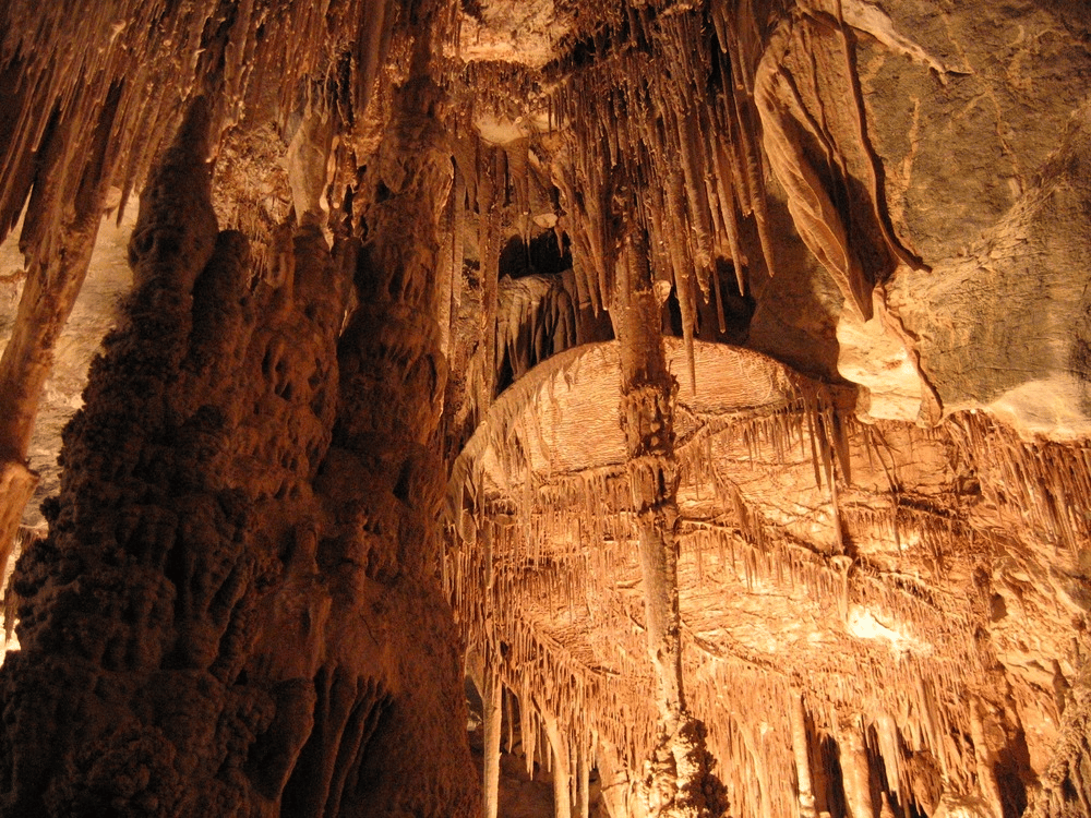 The first room in Lehman Caves, the Gothic Palace