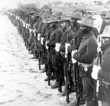 Troopers in formation, ready for inspection in Cuba