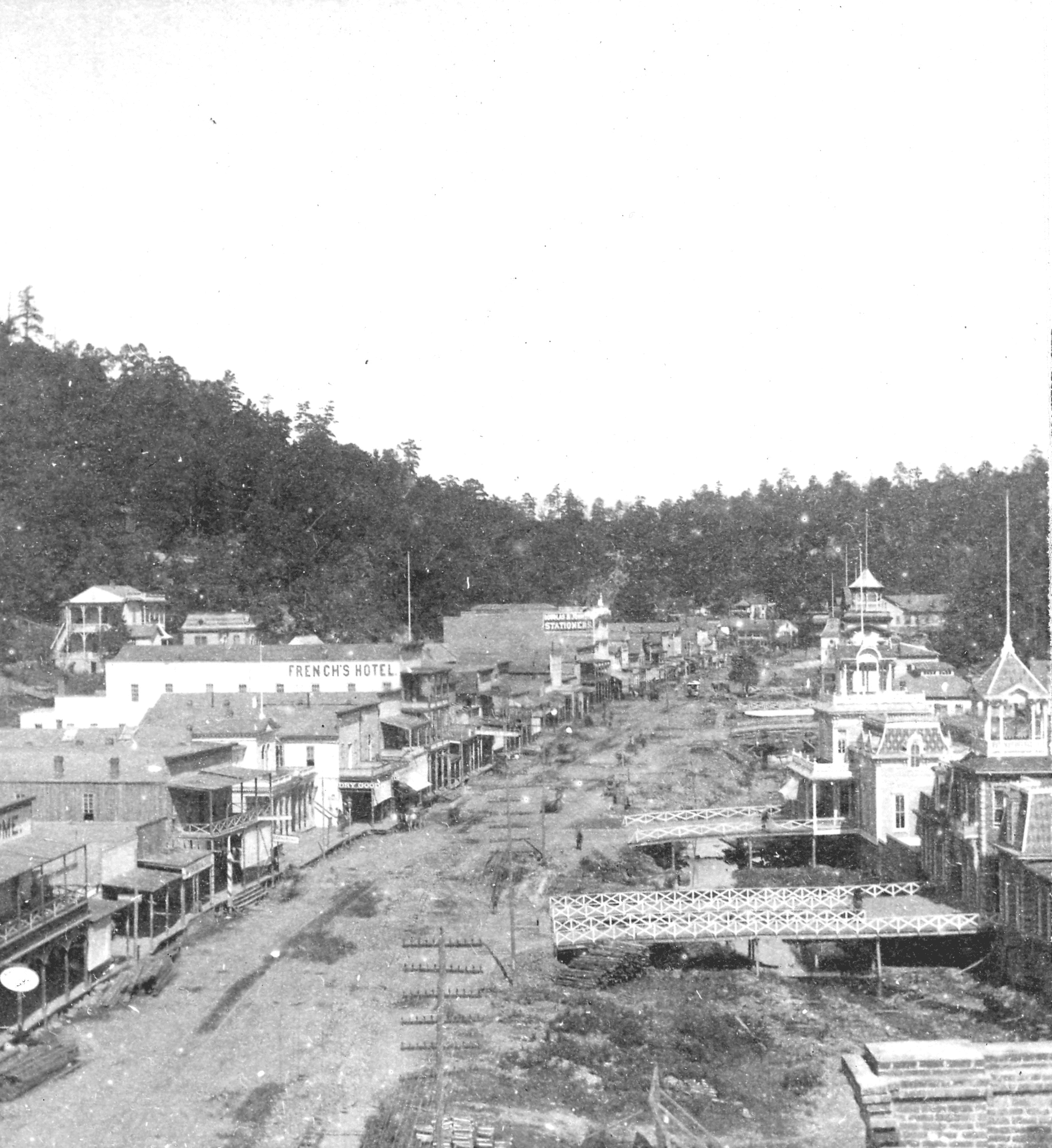 A view of downtown Hot Springs in 1880, when Hot Springs Creek was still visible | Hot Springs National Park Facts