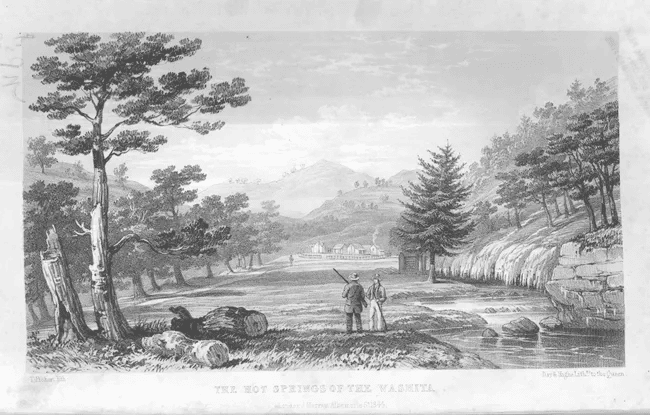 Image of the hot springs in 1834 