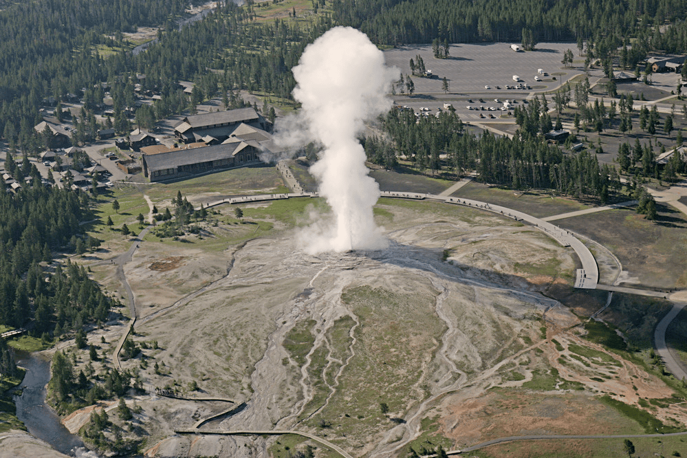 Aerial view of Old Faithful 