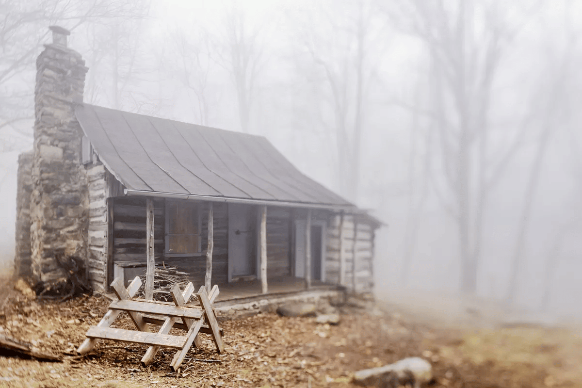 Historic Corbin Cabin in fog | Shenandoah National Park Facts