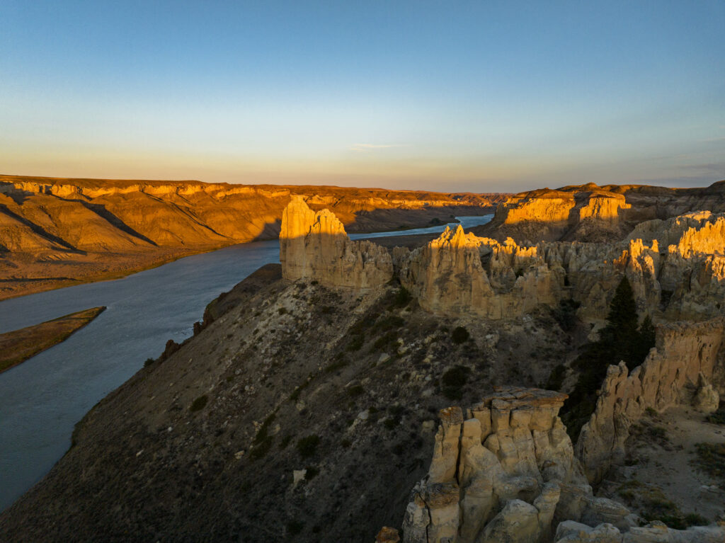 The White Cliffs at golden hour from the air.