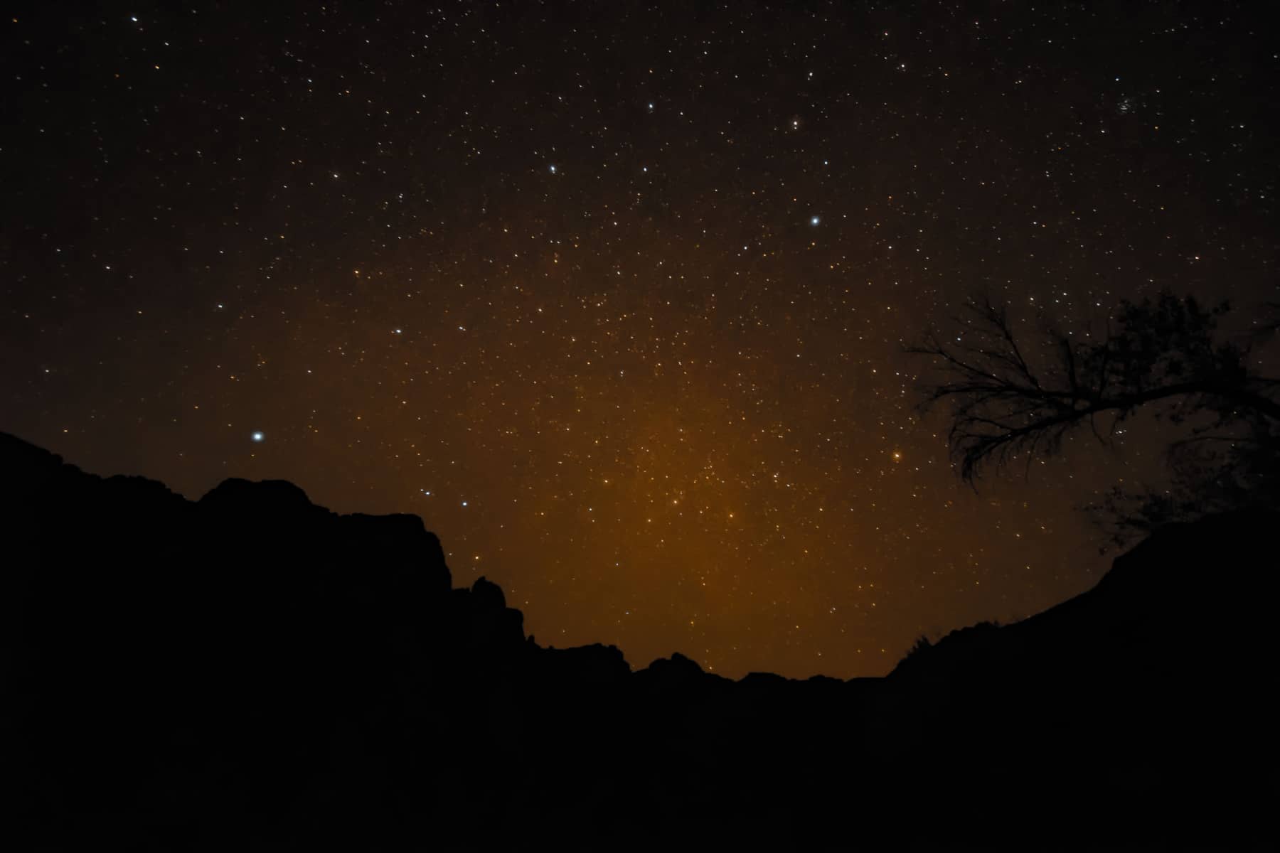 Starry skies in the Grand Canyon from Bright Angel Campground.