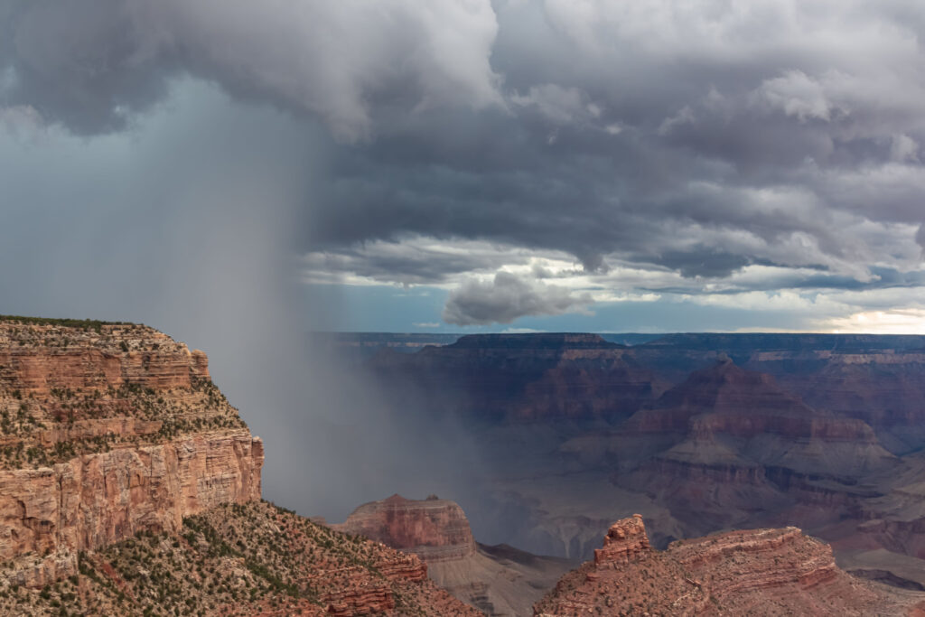 Storm over Grand Canyon National Park, known as the summer monsoons.