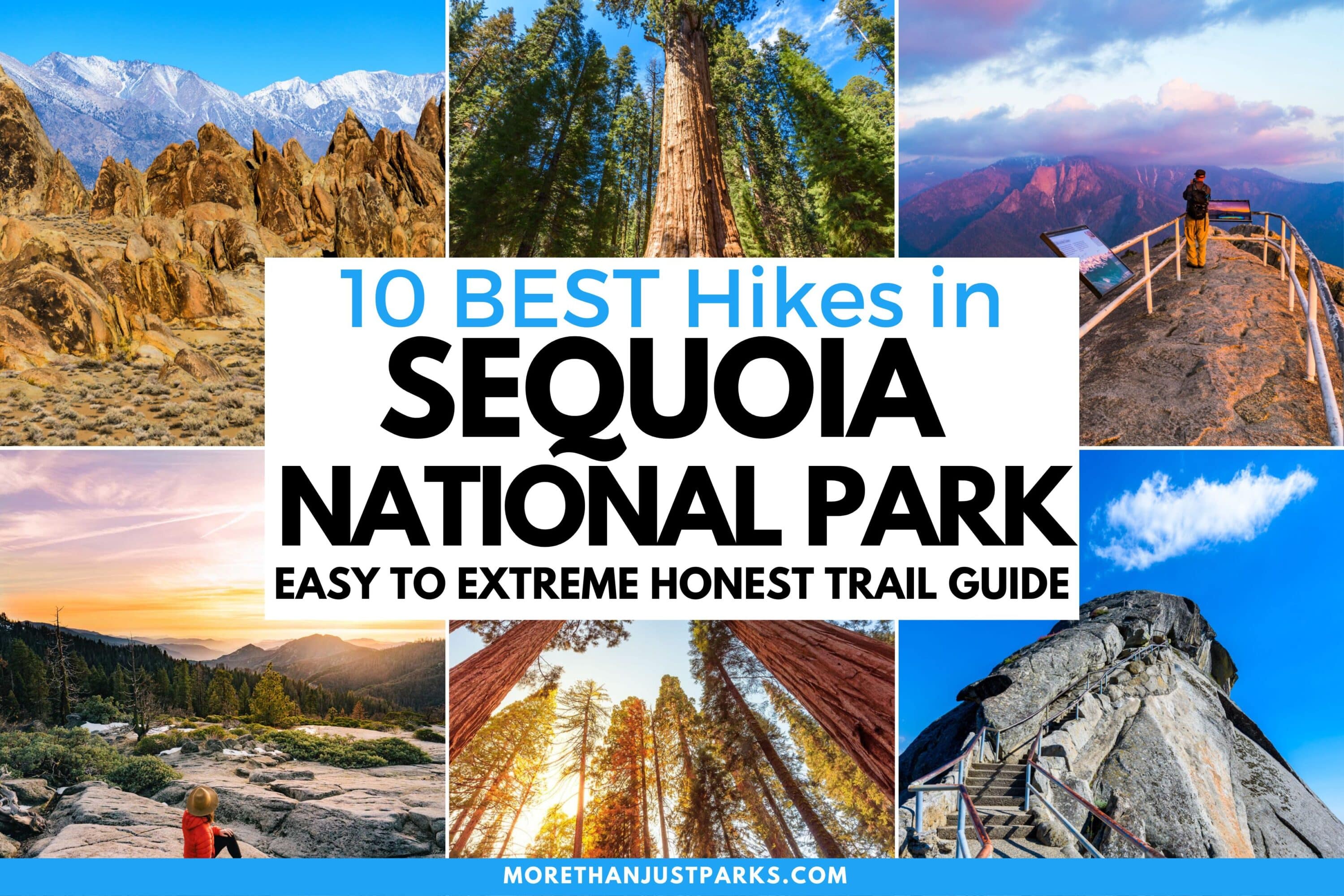 Graphic reads "10 Best Hikes in Sequoia National Park - Easy to Extreme Honest Trail Guise."