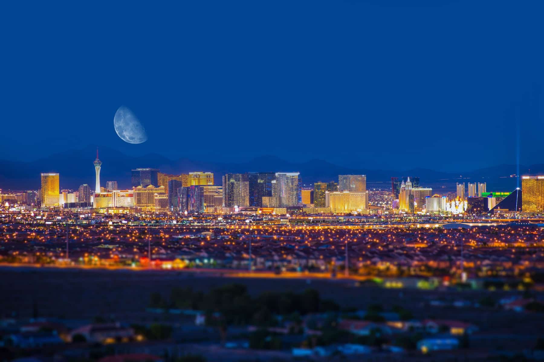 Las Vegas Skyline by Moonlight
