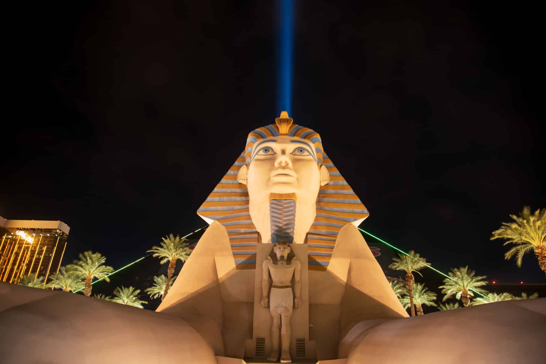 The Luxor Sphinx and light beam in Las Vegas.