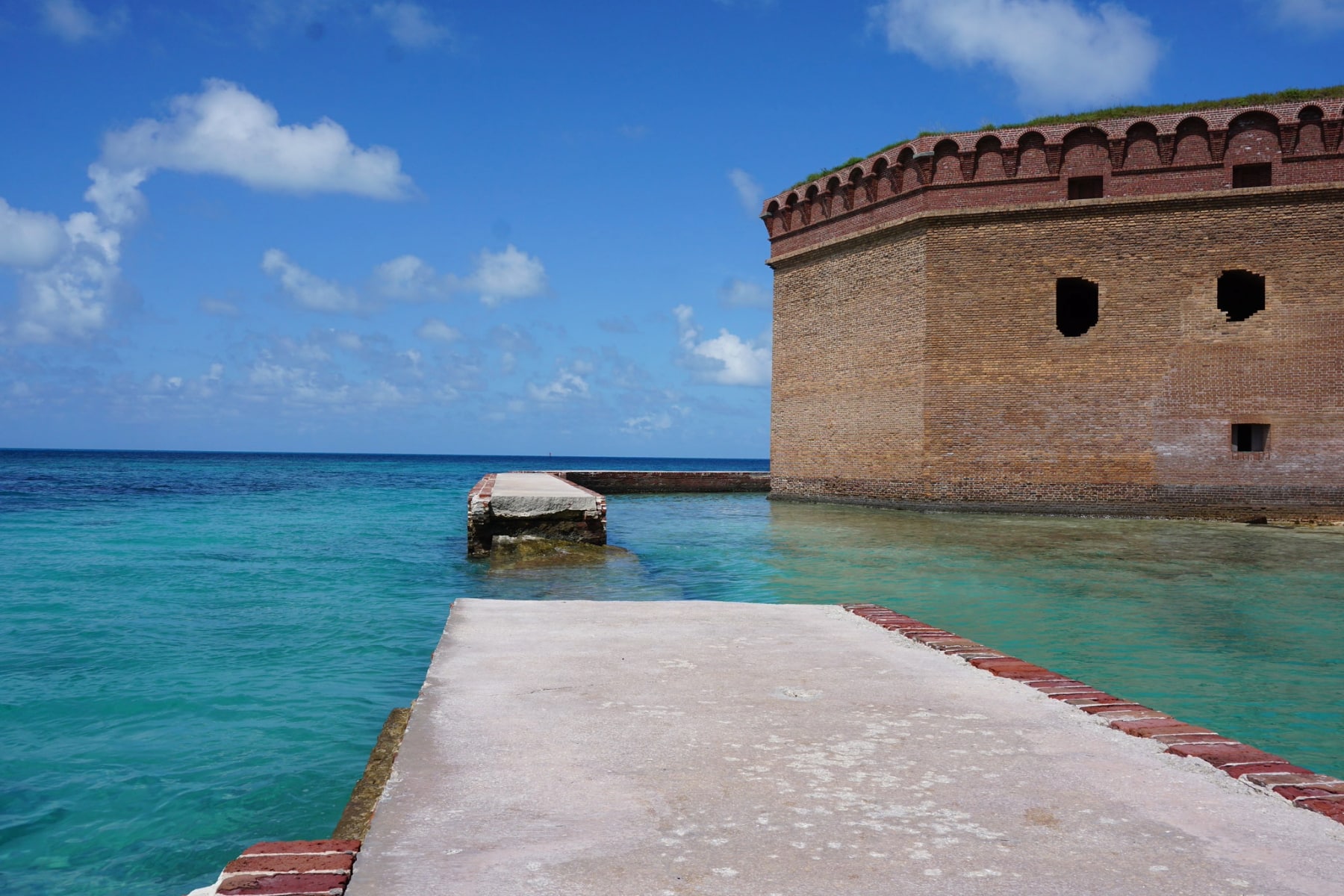 Moat wall in Dry Tortugas broken by Hurricane Irma in 2017.