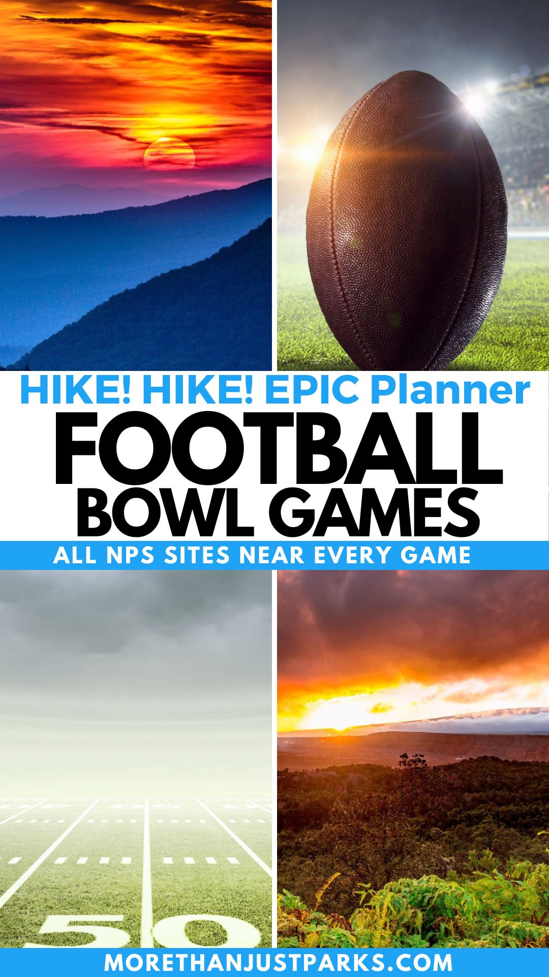 Football Bowl Games Near National Park Locations Graphic