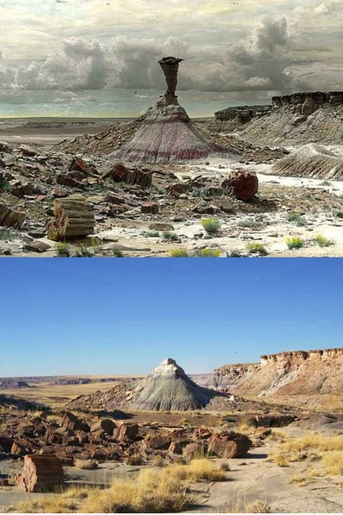 Eagles Nest in 1941 and in 2007, showing the top portion of the rock had fallen.