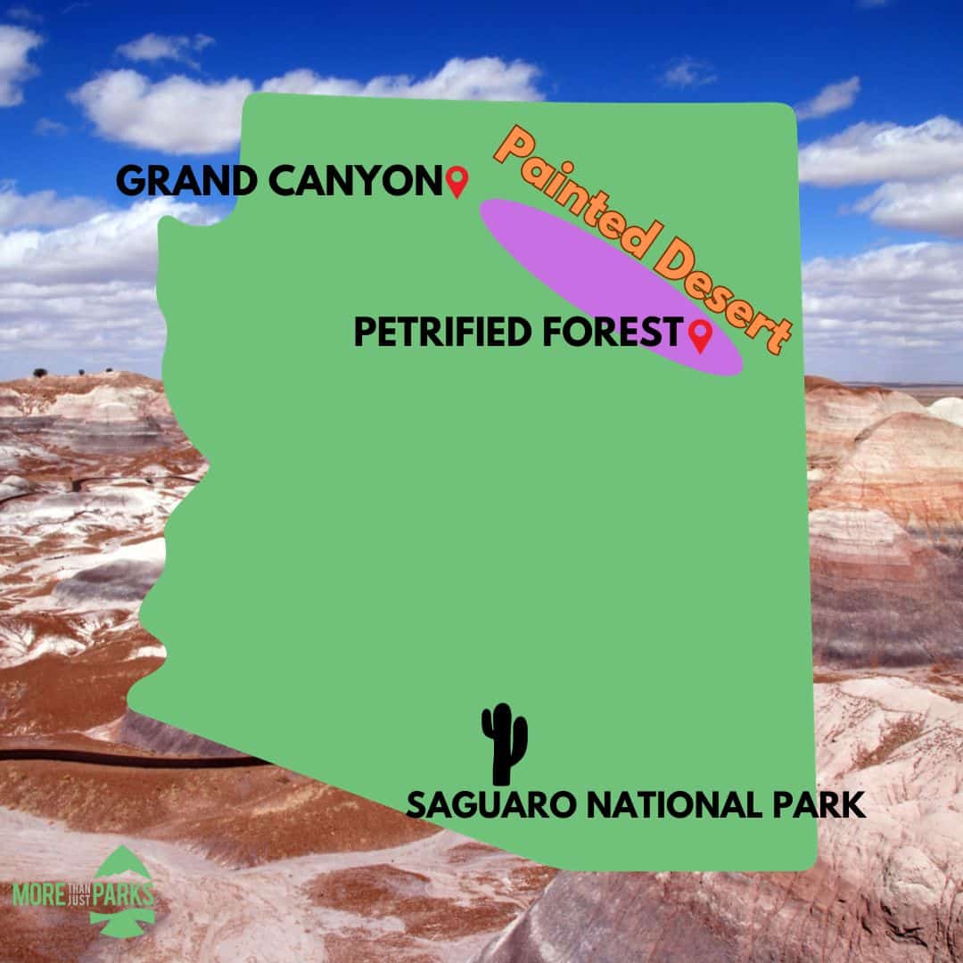 Painted Desert vs. Petrified Forest Map