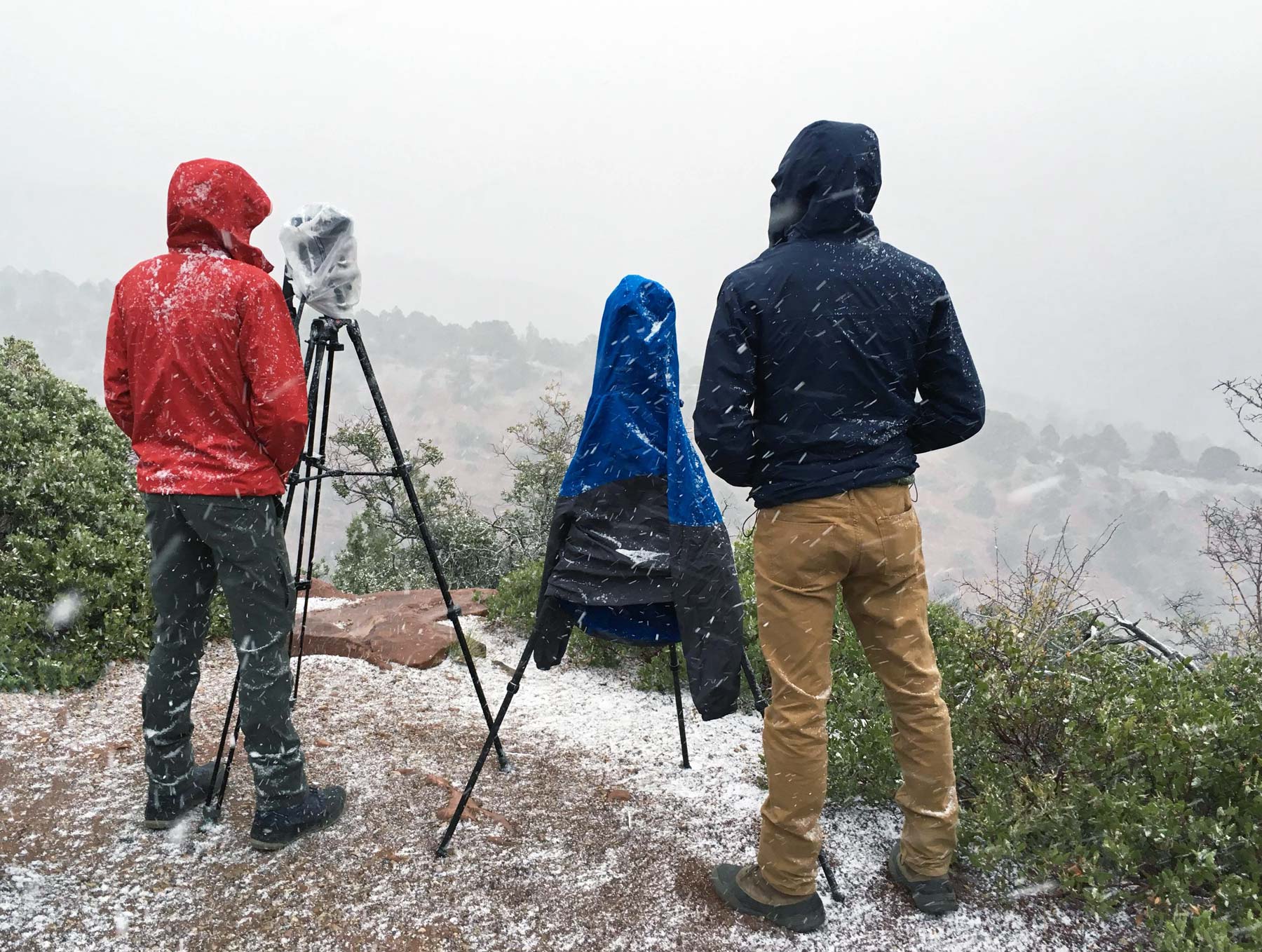 the pattiz brothers (will and jim) taking a time lapse in a storm storm in Kolob Canyon at Zion National Park