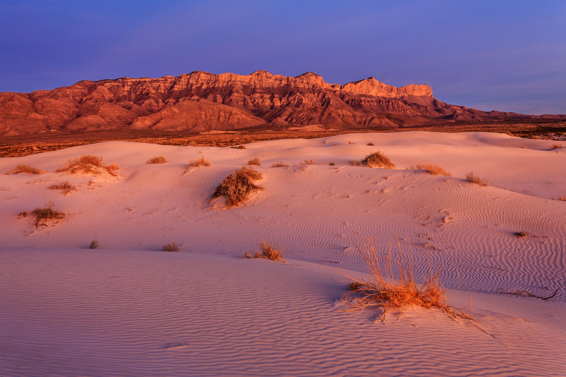 Salt dunes below the Guadalupe Mountains make one of the best Guadalupe Mountains National Park hikes. 