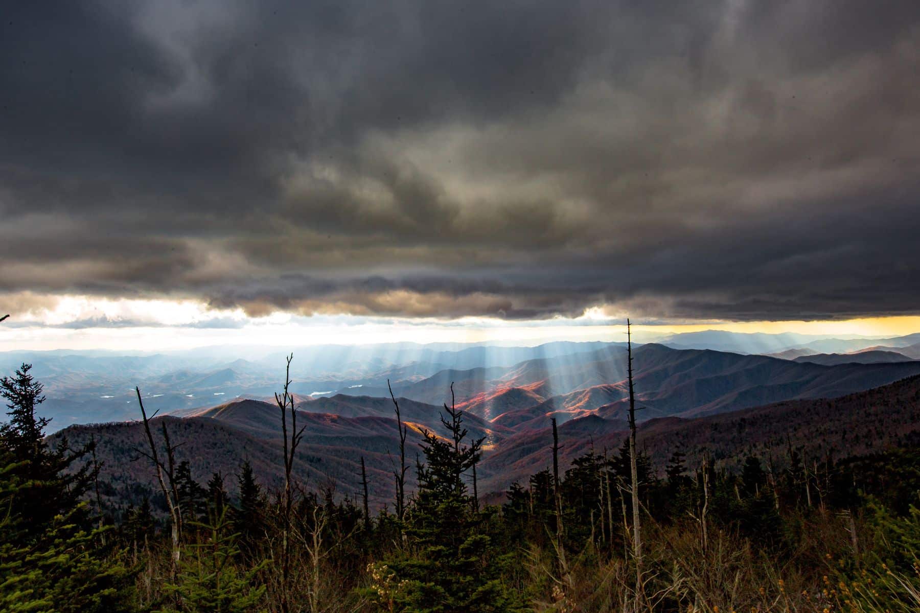 Dark clouds over the Smoky Mountains as seen from Clingmans Dome