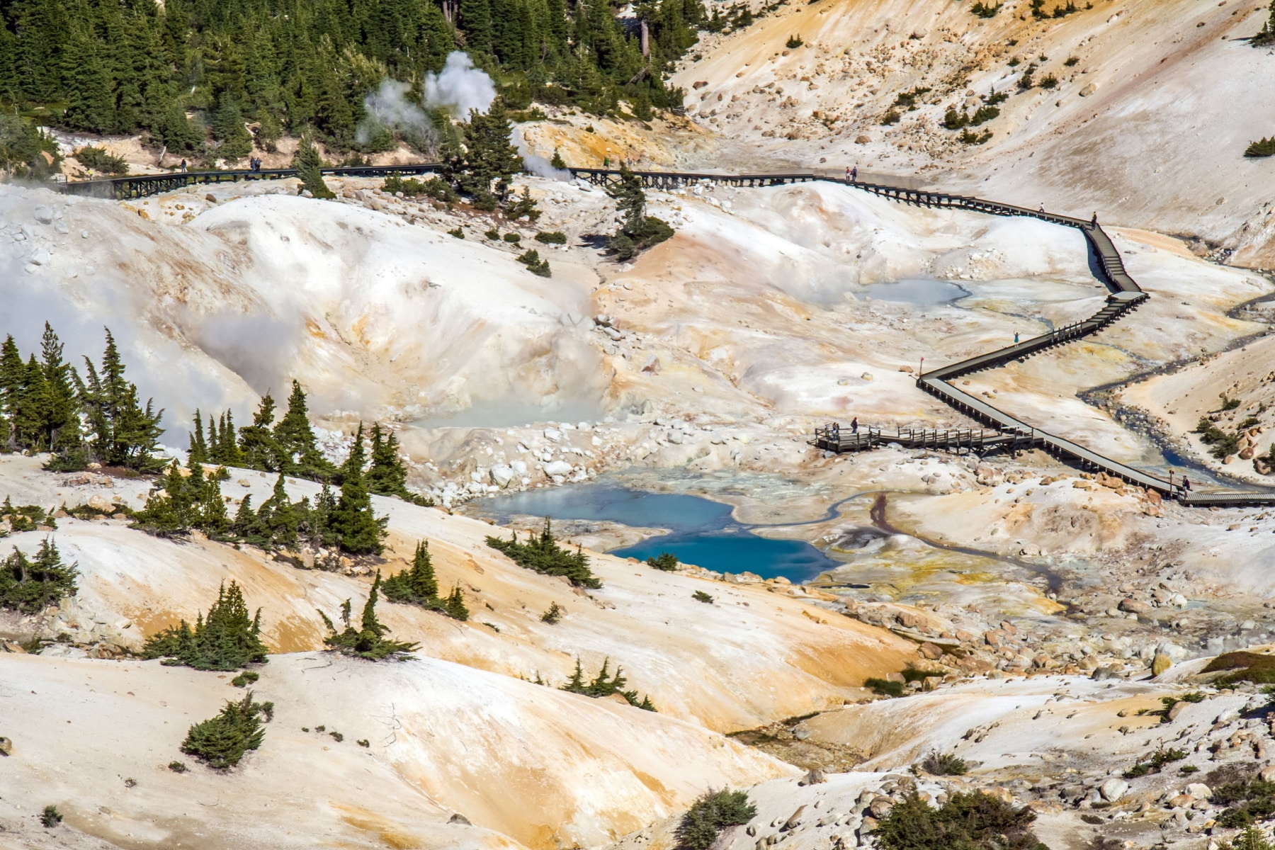 Bumpass Hell thermal basin in Lassen Volcanic National Park, one of the best national parks to visit in July